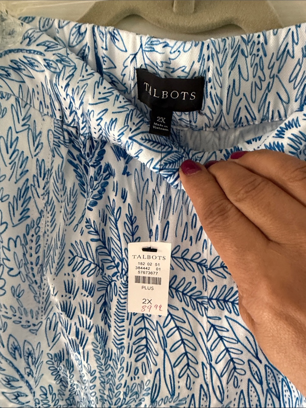 Talbots SLIM LEG CROP PANTS - BLISSFUL MEADOW NWT 2X pull on coastal summer - Picture 4 of 6